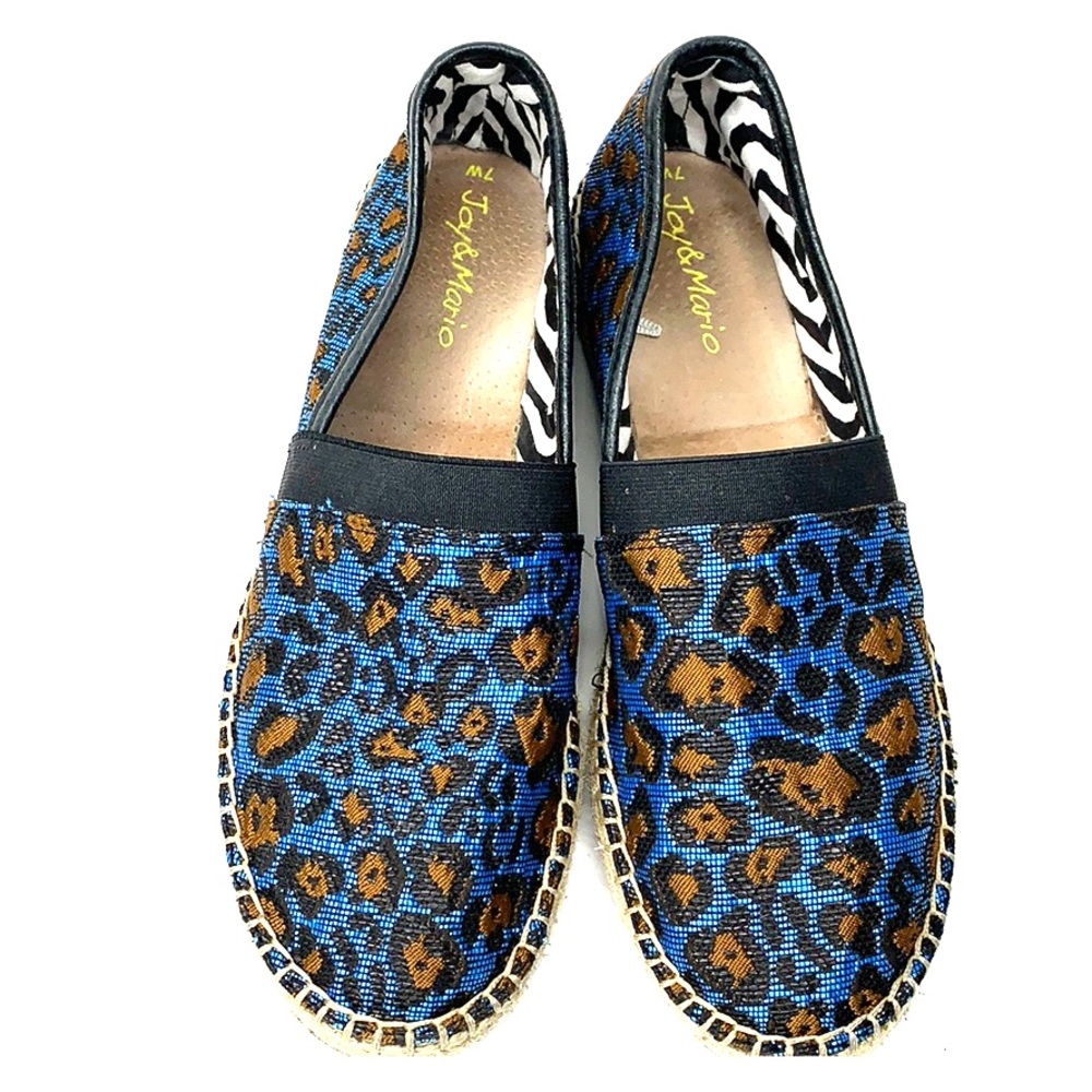 Joy & Mario espadrilles leopard size 7 shoes (D)